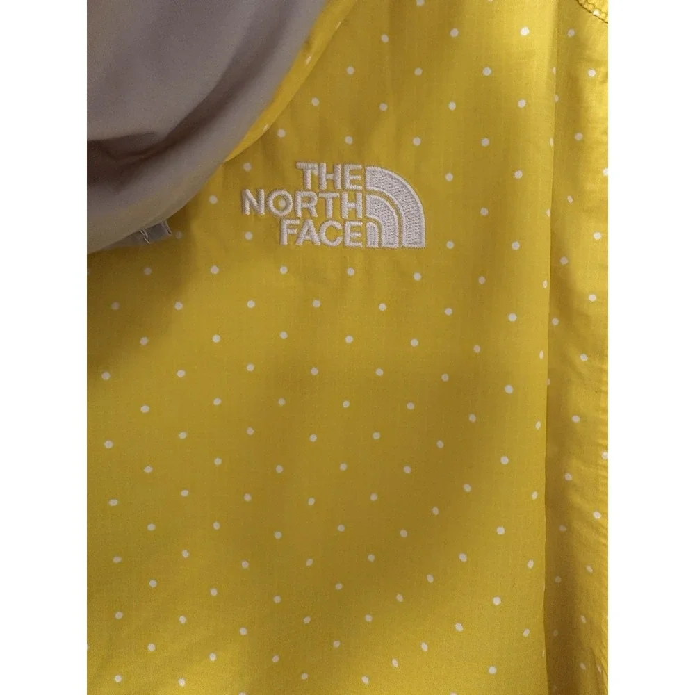 The North Face Rain Jacket Women's Yellow Polka Dot Hooded Zip Sz XL